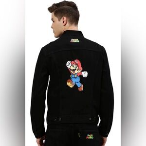 NWOT Levi's Super Mario Men's Black Denim Jacket Size M  PIT TO PIT 21 LENGTH 25